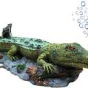 SLOCME Aquarium Alligator Air Bubbler Decorations - Aerating Action Crocodile Ornament, Oxygen Bubble Resin Crafts for Aquarium Fish Tank Decor