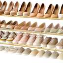 Hoctieon 3 Tier Mesh Style Shoe Rack, Entryway Shoe Shelf, Shoe Storage Organizer, Shoe Rack for Closet, Space Save for Bathroom, Garage, Hallway, Bedroom, Living Room, Gold