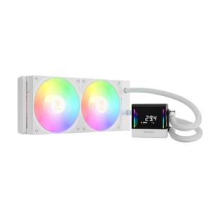 GAMDIAS CHIONE E4 240mm AIO Liquid CPU Cooler, Real-Time Digital Display Patented PWM Pump, 2 x 120mm Easy Cable Management Daisy Chained Fans w/ ARGB Sync, Intel LGA 1851/ 1700/ 1200；AMD AM5/ AM4, White