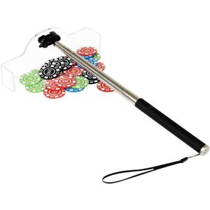 WodGod Adjustable Length Casino Grade Metal Chip Rake, Telescopic Handle Roulette Rake, Chips Stick for Blackjack, Texas Hold'em, Poker Rake (Origin Transparent)