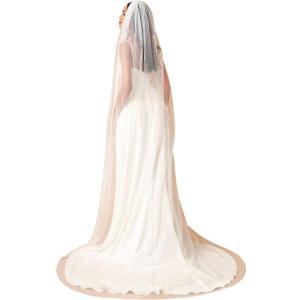 Chapel Length Simple Drop Wedding Bridal Veil with Metal Comb (White)