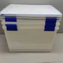 IRIS USA WeatherPro 74 Qt Storage Bins with Lids, 3 Pack, BPA-Free Plastic Gasket Box with Tight Latch and Seal, Stackable Nestable Tote Tub - Clear/Blue