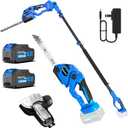 AZZUNO Pole Hedge Trimmer Cordless, 14.5FT Max Reach Electric Grass Shears Shrubbery Hedge Trimmer with 2 Packs 2.0Ah Batteries