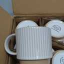 GBHOME 12OZ Stackable Coffee Mugs, Ceramic Coffee Mugs with Texture Patterns for Man,Woman,Dad,Mom, Modern Coffee Mugs Set of 4 for Latte/Cappuccino/Cocoa. Dishwasher&Microwave Safe, Off White