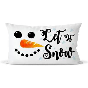 QIYUHOY Christmas Snowman Snowflake Winter Throw Pillow Covers, Let It Snow Pillow Case, Holiday Christmas Xmas Gift,12x20 Inch Pillowcase, Home Bedroom Living Room Girls Room Decor