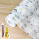 Drawer and Shelf Liner for Kitchen Cabinet,Non-Adhesive EVA Waterproof Drawer Liner for Dresser & Bathroom Vanities with Cutting Tool(12 in X 10 Ft White Cherry Blossom)