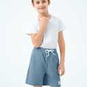 Haloumoning Boys Corduroy Shorts Kids Casual Elastic Waist Drawstring Summer Shorts with Pockets 5-14 Years (Blue)