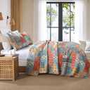 VISIMISI Cotton Bedspread Quilt Sets Reversible Coverlet Sets Comforters Vintage Bohemian Patchwork Bedspread,Orange,King Size