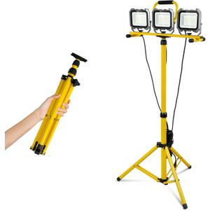 15000LM Work Lights with Stand, IP66 Waterproof 6000K LED Work Light with Foldable Tripod Stand, 3 Head Portable Work Light with Individual Switch for Indoor Outdoor Lighting