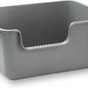 Large Cat Litter Box with High Sides,Cat Litter Pan with Low Entry,Cat Box for Indoor Kittens & Senior Cats,Anti-Splashing,Waterproof,Easy to Clean,Durable (Speckle Gray)