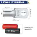 Haisstronica 10pcs 2 AWG - 5/16" (M8) Tinned Copper Battery Lugs, Heavy Duty Copper Wire Lugs with 10pcs 3:1 Adhesive Heat Shrink Tubing, 2 Gauge Wire Lugs, Tinned Copper Battery Cable Ends