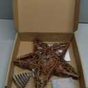 Rattan Natural Star Christmas Tree Topper - Rustic Farmhouse Xmas Treetop with 50 Warm LED Lights for Indoor Christmas Tree Decorations Holiday Seasonal Decor