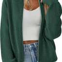 NALANISA Women's Chunky Cardigan Sweaters Fall Open Front Long Sleeve Ribbed Knit Zipper Short Cardigans Outerwear Coats (Large, Dark Green)
