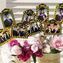 8PCS Graduation Party Decorations,Black & Gold Double-Sided Class of 2025 Graduation Photo Centerpieces for Tables, Table Toppers, High School College Grad Party Favors Supplies