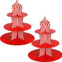 Amyhill 2 Pcs Carnival Cupcake Stand 3 Tier Cardboard Cupcake Holder Red White Striped Circus Cupcake Holders for Dessert Table Displays Carnival Birthday Theme Party Decorations