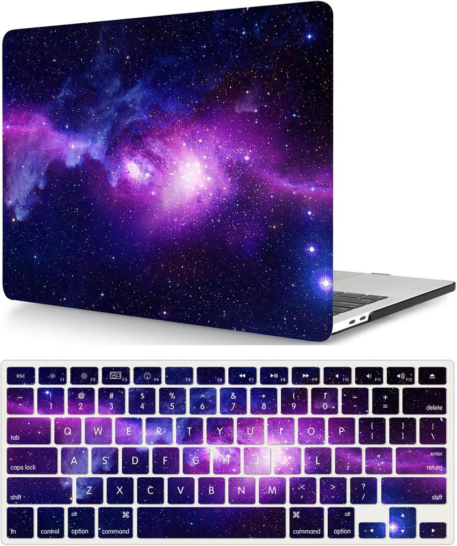 Compatible with New MacBook Air 15 inch Case with Liquid Retina Display and Touch ID 2023 Release Model A2941 M2, Plastic Protective Matt Durable Hard Shell Case Cover & Keyboard Cover, Purple Galaxy