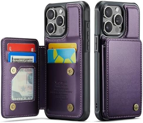 Vinich for iPhone 15 Pro Wallet Case with Card Holder, RFID Blocking Credit Slots Kickstand Shockproof Phone Cover for Women Men, Purple
