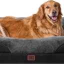 EHEYCIGA Orthopedic XL Dog Bed for Large Sized Dog, 42x30x7.5 Inch Extra Large Memory Foam Dog Couch Bed with Sides, Waterproof Liner & Washable Removable Cover, Bolster Pet Sofa, Grey/Black