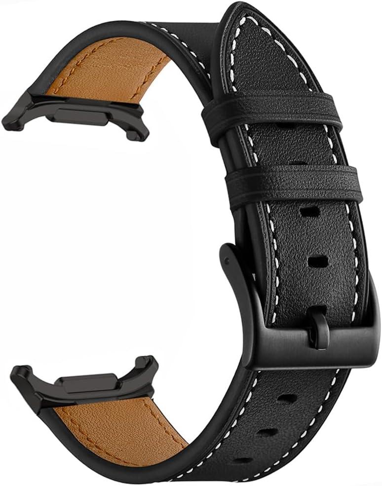 for Galaxy Watch Ultra Bands 47mm Leather for Men Women (2024), No Gaps Business Leather Wristband Replacement Strap for Samsung Galaxy Watch 7 Ultra 47mm, Black