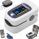 WRINERY Fingertip Pulse Oximeter, Oxygen Saturation Monitor, O2 Saturation Monitor, OLED Portable Oximetry with Batteries, Lanyard (Gray-White)