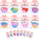Valentines Day Gifts for Kids - 32 Pack Valentine's Cards with Heart Pop Keychains Bulk - Valentine Fidget Toy Gift for Kids School Classroom Class Exchange Boys Girls Party Favor
