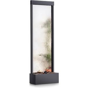Alpine Corporation Mirror Waterfall Fountain with Stones and Lights - Zen Indoor/Outdoor Decor for Office, Living Room, Patio, Entryway - 72 Inches