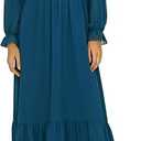 Sunny Spirit Women's Floral Boho Midi Dress 2025 Spring Fall Long Sleeve V Neck Chiffon A-Line Flowy Party Dresses, Large