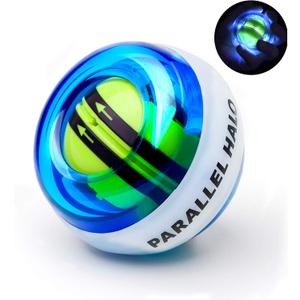 Power Wrist Ball AUTO Start Gyro Ball with LED Lights Forearm Exerciser Wrist Strengthener for Strengthening Muscle and Bones, Blue and White
