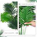 Tigeen 4 Pcs Artificial Palm Leaves Tree 33 Inch Tall Tropical Plant Outdoor Extra Large Leaf with Stem Fake Faux Imitation Greenery Bush Branch for Wedding, Arrangement, Office, Party, Indoor