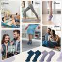 Pilates Socks with Grips for Women  Non-Slip Grip Socks for Pilates, Yoga, Barre & Dance (4-10 Short, Dark Blue and Purple)