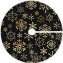 4 x Christmas Tree Skirt 36 Inch Gold Black Snowflake Xmas Tree Mat Christmas Decorations for Xmas Happy New Year Holiday Indoor Party Burlap Tree Skirt Small Ornament (Medium, A001)