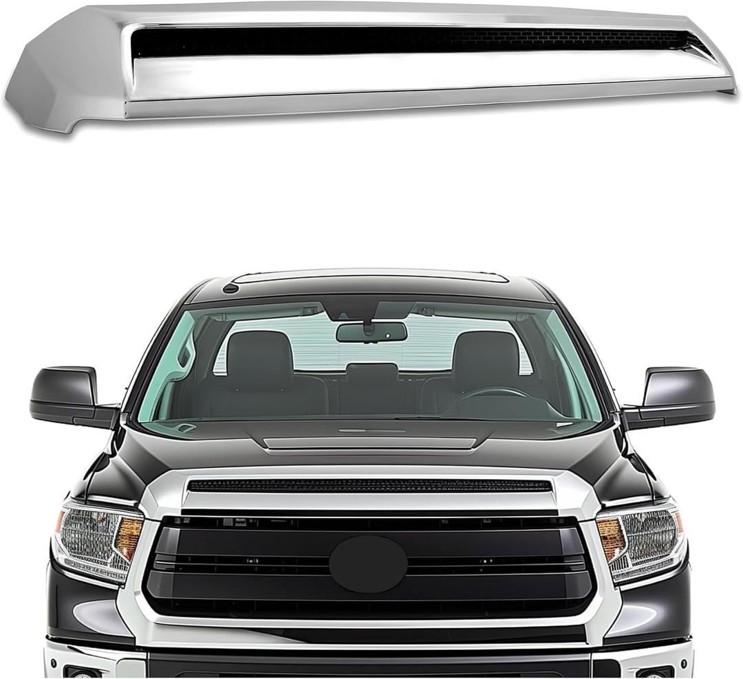 HECASA Hood Bulge Molding Compatible with 2014-2021 Toyota Tundra Silver Color Code 202 Platinum Style Front Upper Grille Hood Scoop Replacement for 761800C030 TO1231102 REPT133702