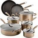 Circulon Premier Professional Hard Anodized Nonstick Cookware Induction Pots and Pans Set Nonstick, Home Essentials, 12-Piece, Bronze