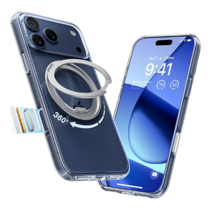 TORRAS Ostand Q3 Spin for iPhone 17 Pro Case Clear, 360 Magnetic Stand, Fit for MagSafe, Camera Control, Builtin Kickstand, 4X MilitaryGrade Shockproof Slim Phone Case for iPhone 17 Pro, 6.3''