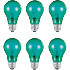 Westinghouse Lighting 0344420 25 Watt A19 Transparent Green Color Light Bulb, Incandescent Party Bulb, Medium Base, 6 Pack
