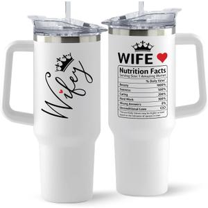 Gifts for Wife from Husband - Wife Gifts - Wedding Anniversary for Women, Valentines, Birthday Gift Ideas, Mothers Day, Christmas Gift for Her - Romantic Love Cup for Her - 40 Oz Tumbler (White 02)