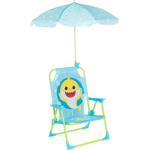 Idea Nuova Baby Shark Kids Outdoor Chair with Umbrella - Adjustable, Portable, Perfect for Beach or Pool