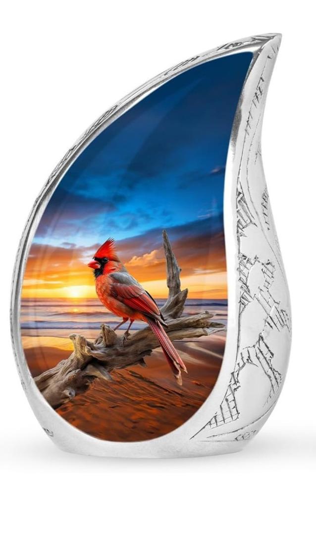 Yatskia Beach Cardinal Bird Little Memorial Urns for Adult Ashes Mother and Father, Small Cremation Urn for Human Ashes