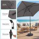 HASLE OUTFITTERS Rectangular Patio Umbrella, 6.5 x 10 ft Rectangle Table Umbrellas w/Heavy Duty Ribs, Effortless Crank and Push Button Tilt, Wind Resistant Sun Umbrella for Outdoor Patio, Gray
