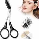 2 x Eyebrow Trimmer Scissor,Eyebrow Trimmer for Women Men,2-in-1 Professional Finger Grip Brow Scissors Scissor with Comb,Non-Slip Eye Brow Razors,Eye Brow Shaper Makeup Tool (Black)