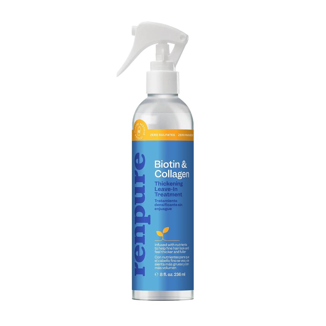Renpure Biotin & Collagen Leave-In Conditioner Treatment, For a Fuller, Thicker Look That Shines, Biotin Hair Spray Leave In Conditioner For Fine, Thin or Limp Hair, Vitamin B7, Collagen - 8 Fl Oz