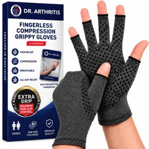 Doctor Developed Original Arthritis Compression Gloves for Women & Men - Fingerless Brace for Arthritis & Carpal Tunnel Support - Doctor-Developed - 1 Pair - Extra Grippy - Medium