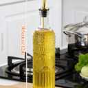 2 Pcs Olive Oil Dispenser Bottle for Kitchen,17oz Clear Glass Cooking Oil and Vinegar Dispenser Set, Coffee Syrup Dispenser with 2 Pourers and 1 Funnel (Two circles)
