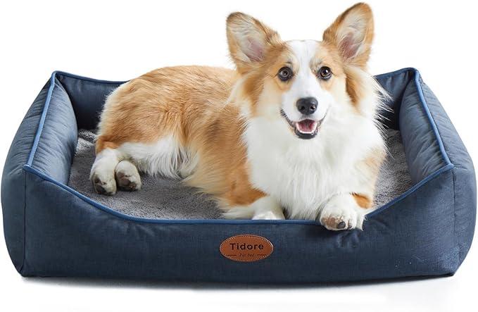 Orthopedic Dog Beds for Medium Dogs, Durable Egg Crate Foam Sofa Dog Bed wit Washable Removable Cover,Waterproof Lining,Pet Bed for Large Dogs (Navy Blue, 39.4" L x 31.5" W x 7.4" 
