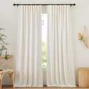 NICETOWN Linen Sheer Curtains for Bedroom 95 Inches Long, Back Tab/Rod Pocket Pinch Pleated Living Room Curtains, Thermal Insulated Light Filtering Floor Privacy Drapes, 2 Panels, 52" W x 95" L