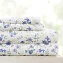Linen Market 4 Piece Queen Sheet Set - Breathable, Double-Brushed Patterned Cooling Sheets  Oeko-TEX Certified Ultra Soft & Wrinkle-Free 16" Deep-Pocket Queen Sheets - Easy Care Blossoms Light Blue