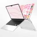 G JGOO Compatible with MacBook Air 13 inch Case 2026 2025-2022 M5 A3449 M4 A3240 M3 A3113 M2 A2681, Plastic Hard Shell for MacBook Air 13.6 inch Case +Keyboard Cover+Screen Protector, Pink Collage