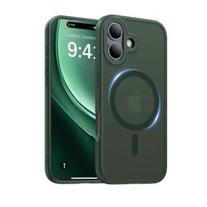 Magnetic for iPhone 17 Case, [Anti-Slip][Compatible with MagSafe][Military Grade Drop Protection] Shockproof Protective Translucent Matte Phone Case for iPhone 17 Case, Forest Green