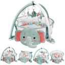 dearlomum 4-in-1 Baby Play Mat Baby Gym,Tummy Time Mat for Floor Activity Gym Ball Pit Including 30 Balls with 5 Infant Learning Sensory Baby Toys for Newborn Toddler Boy & Girl Gifts(Elephant)