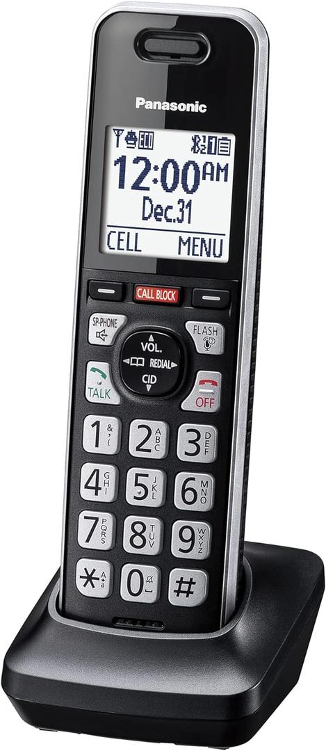 Panasonic Additional Cordless Phone Handset, Advanced Call Block, Compatible with KX-TGF94x and KX-TGF97x Series - KX-TGFA97B (Black with Silver Trim)